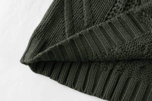 Men's Cable Knit Cardigan in Army Green