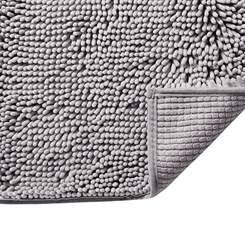 Grey Slip-Resistant Chenille Bath Rugs Mat