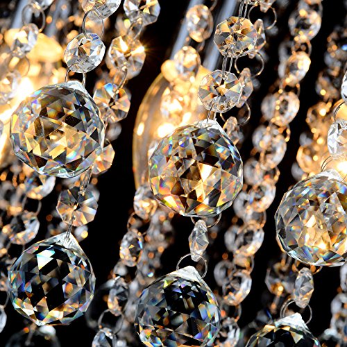 ZEEFO Mini Crystal Chandelier Flush Mount Ceiling Light
