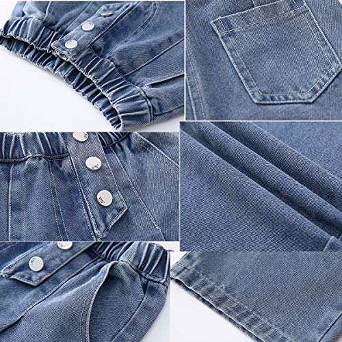 Washed Elastic Waist Jeans for Girls