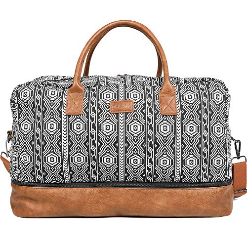 Oflamn Weekender Bag for Women Carry-On Luggage Bohemian style Duffle Bag Overnight Bags 3-4 Day' Travel Bags with Separated Shoes Compartment