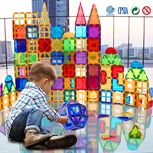 Magnet Building Tiles - 130 Pieces for Kids