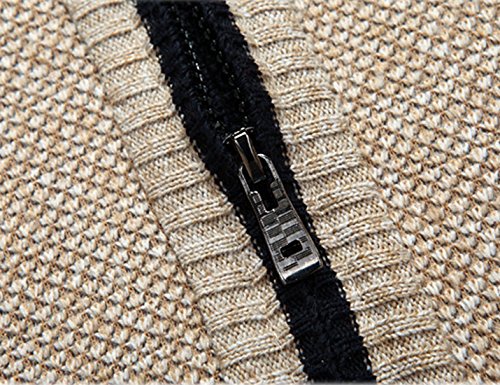 Yeokou Men's Zip-Up Cardigan in Khaki