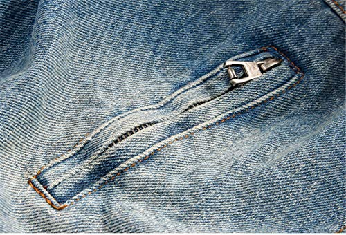 Omoone Men's Button Up Sherpa Fleece Lined Denim Jacket with Faux Fur Collar (Blue, XL)