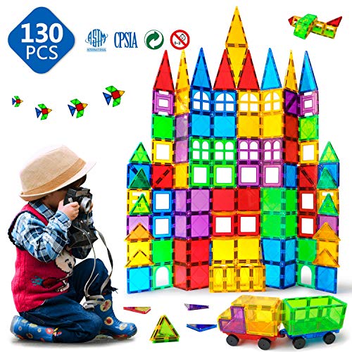 Magnet Building Tiles - 130 Pieces for Kids