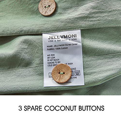 JELLYMONI Green Cotton Duvet Cover Set, Queen Size