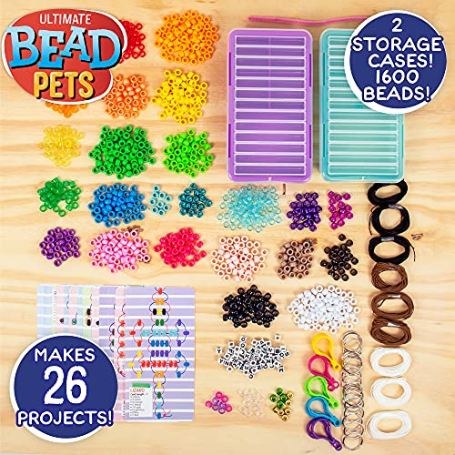 Made By Me Ultimate Bead Pets By Horizon Group USA, Bead Pets Crafts For Kids, Includes Over 1400 Beads, Cording, Keychains & Carabiner Clips, Design Templates, Storage Cases & More