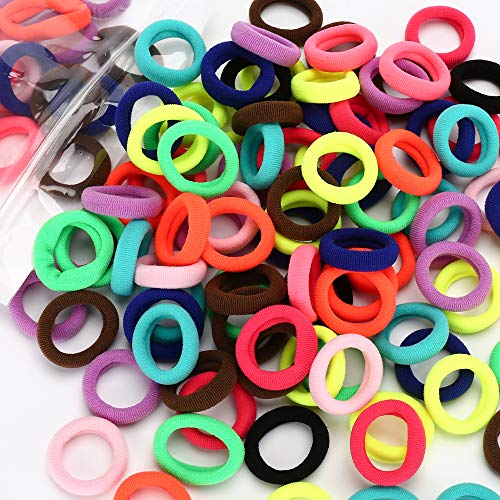 100PCS Cotton Baby Hair Ties - Soft Toddler Ponytail Holders Hair Elastics for  Girls Kids with 10 Colors