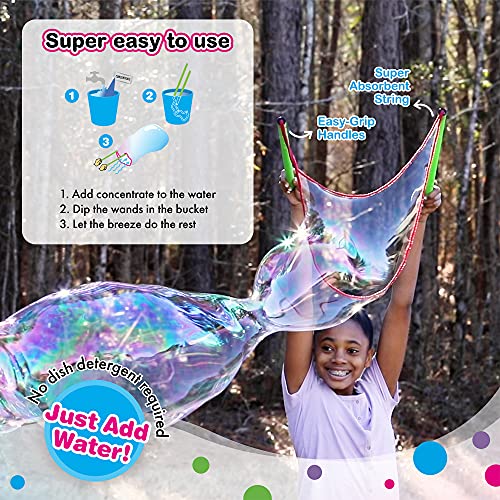 WOWMAZING Giant Bubble Wands Kit - 4-Piece Set with Concentrate and Tips