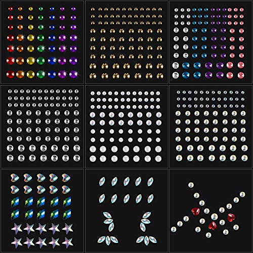 9 Sheets Eye Body Face Gems Rhinestone Stickers