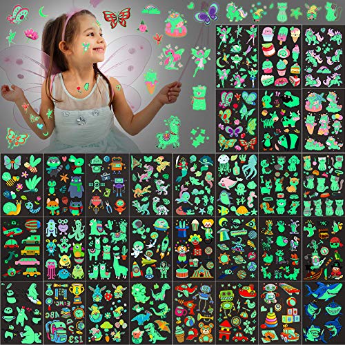 Sinmoe 400 Pieces Glow Temporary Tattoos for Kids