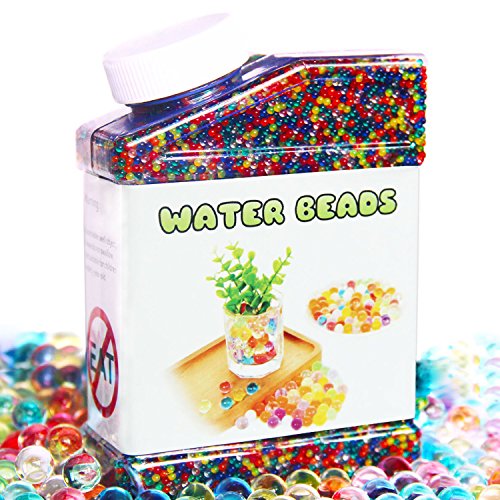 Elongdi Water Beads Pack Rainbow Mix 50,000 Beads Growing Balls, Jelly Water Gel Beads for Spa Refill, Kids Sensory Toys , Vases, Plant, Wedding and Home Decor
