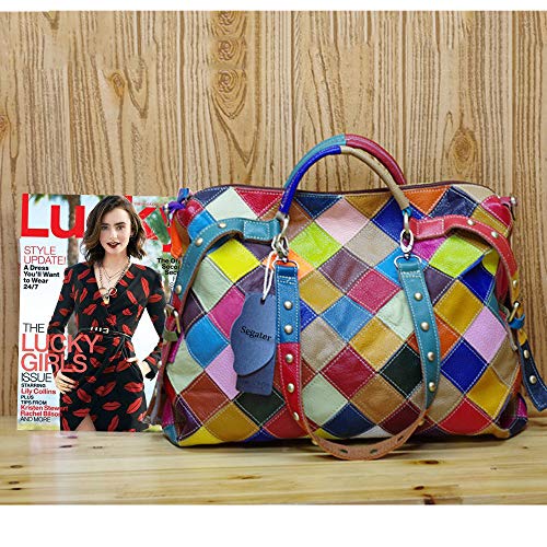 Segater Multicolor Genuine Leather Tote Purse