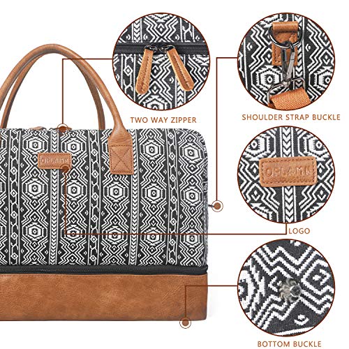 Oflamn Weekender Bag for Women Carry-On Luggage Bohemian style Duffle Bag Overnight Bags 3-4 Day' Travel Bags with Separated Shoes Compartment