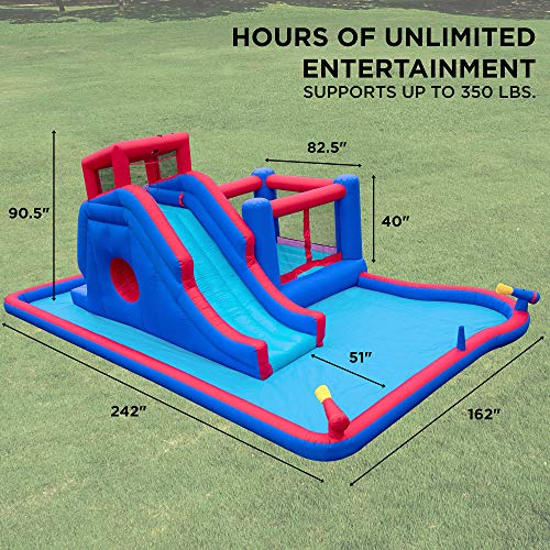 Deluxe Inflatable Water Slide Park: Outdoor Fun with Climbing Wall, Slide, Bouncer & Splash Pool