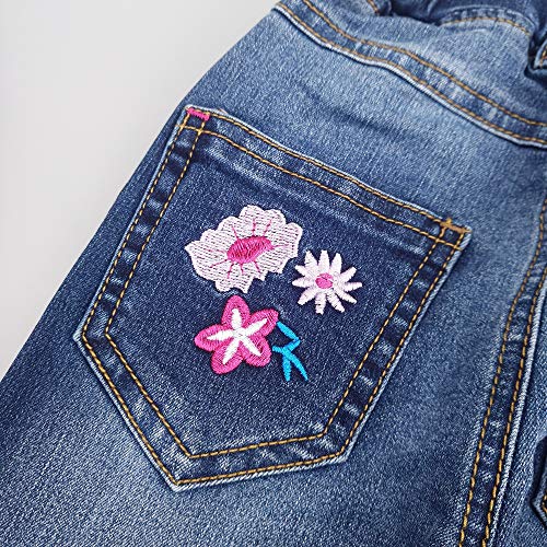 Embroidered Flower Slim Jeans for Girls