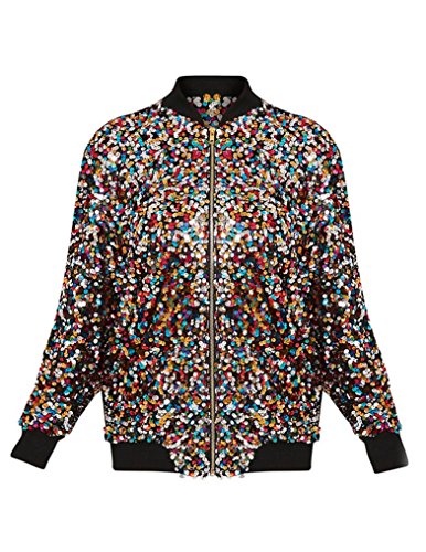 Cresay Women's Sequin Bomber Blazer Jacket