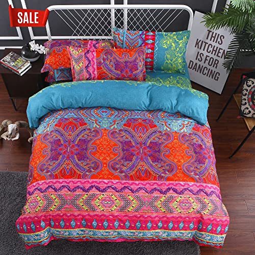 Multicolor Boho Floral Duvet Cover