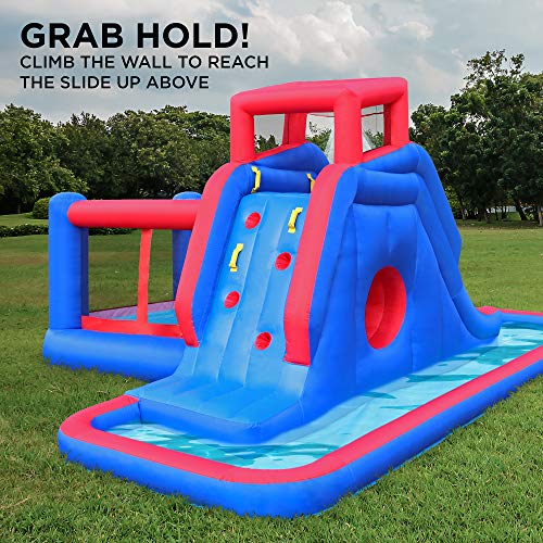 Deluxe Inflatable Water Slide Park: Outdoor Fun with Climbing Wall, Slide, Bouncer & Splash Pool
