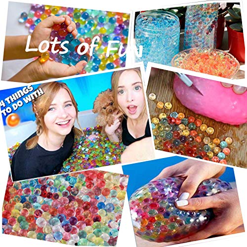 Elongdi Water Beads Pack Rainbow Mix 50,000 Beads Growing Balls, Jelly Water Gel Beads for Spa Refill, Kids Sensory Toys , Vases, Plant, Wedding and Home Decor