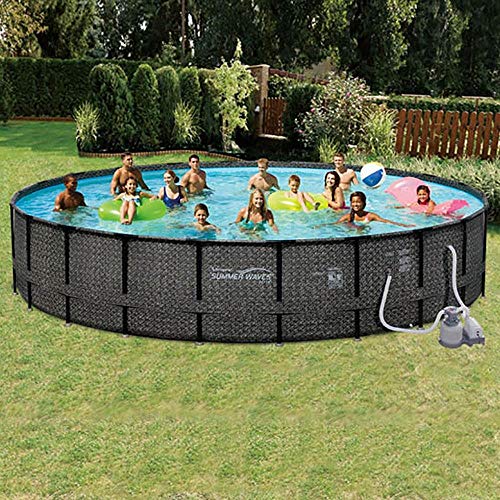 Summer Waves 24ft Elite Round Above Ground Pool Set with Pump, Cover & Accessories