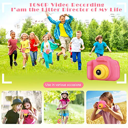 Desuccus Kids Camera Toys for Girls with 5 Games & 32GB SD Card - Pink