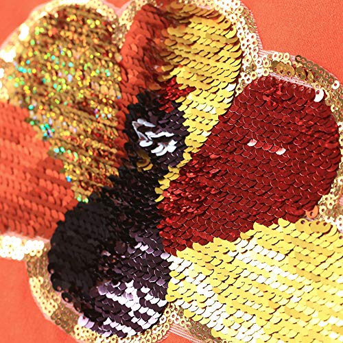 Flip Sequin Turkey Tee (Thanksgiving, Girls/Boys, Orange, 6)