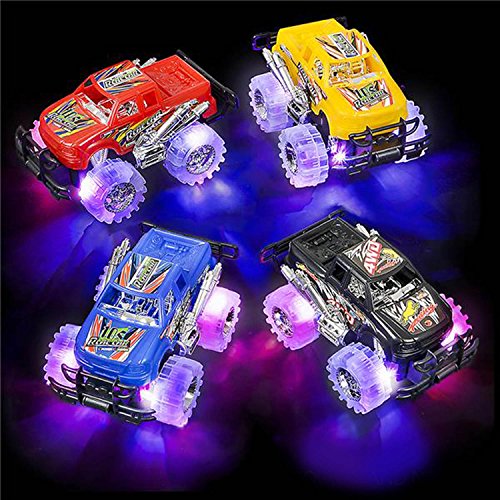 Light Up Monster Truck Set for Boys and Girls by ArtCreativity - Set Includes 2, 6 Inch Monster Trucks with Beautiful Flashing LED Tires - Push n Go Toy Cars Fun Gift for Kids - for Ages 3+