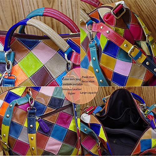 Segater Multicolor Genuine Leather Tote Purse