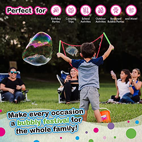 WOWMAZING Giant Bubble Wands Kit - 4-Piece Set with Concentrate and Tips