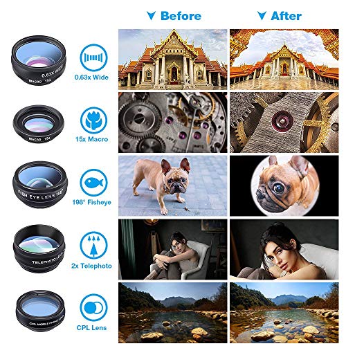 Apexel 10-in-1 Phone Camera Lens Kit with Remote Shutter for iPhone, Samsung, and Most Smartphones