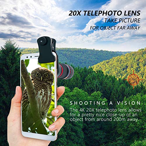 20X Zoom Telephoto Cell Phone Camera Lens for iPhone, Samsung and Android