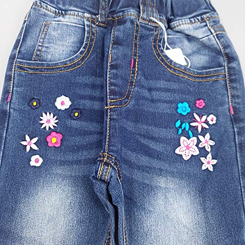 Embroidered Flower Slim Jeans for Girls