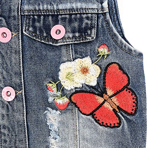 Distressed Butterfly Denim Vest for Girls