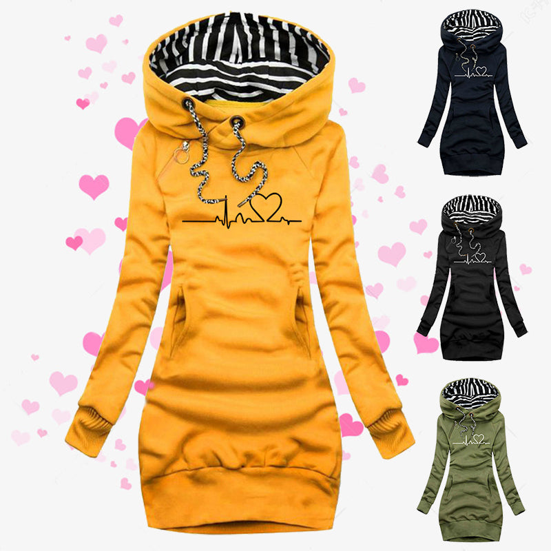 Heart Print Women's Hoodie Top