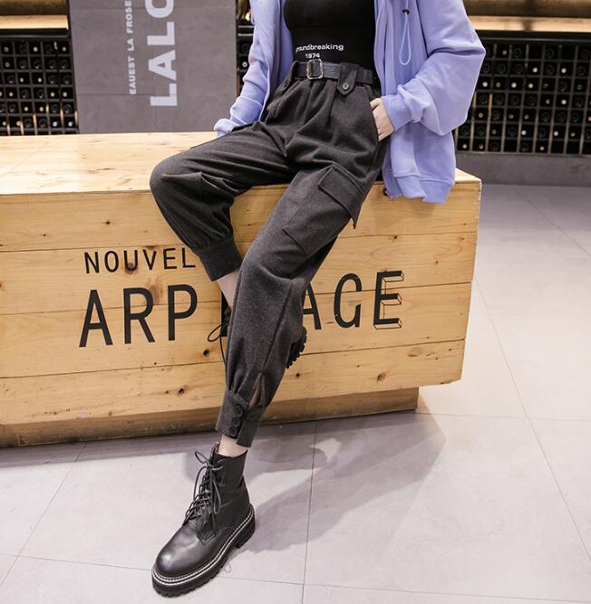 Streetwear Woolen Cargo Pants