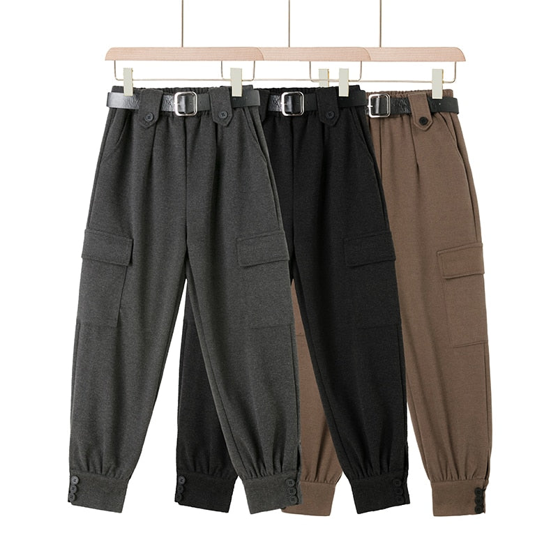 Streetwear Woolen Cargo Pants