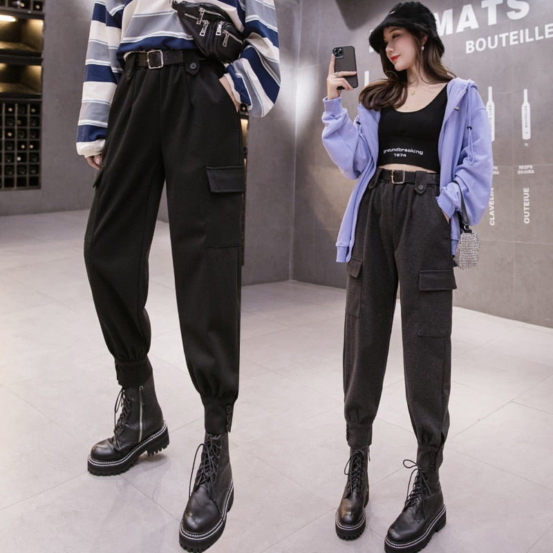 Streetwear Woolen Cargo Pants