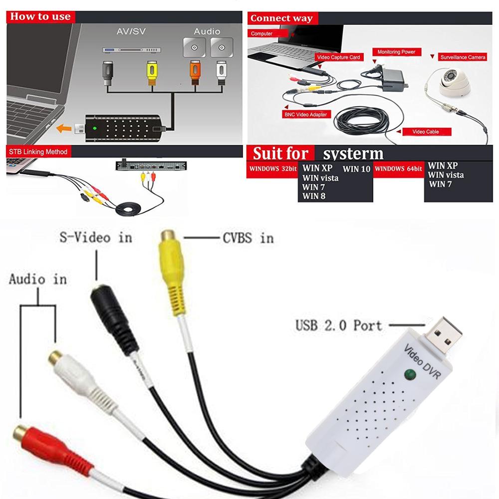 USB 2.0 to RCA Cable Adapter Converter