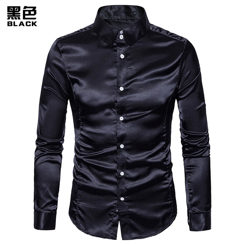 Plus Size Silk Men's Dress Shirt