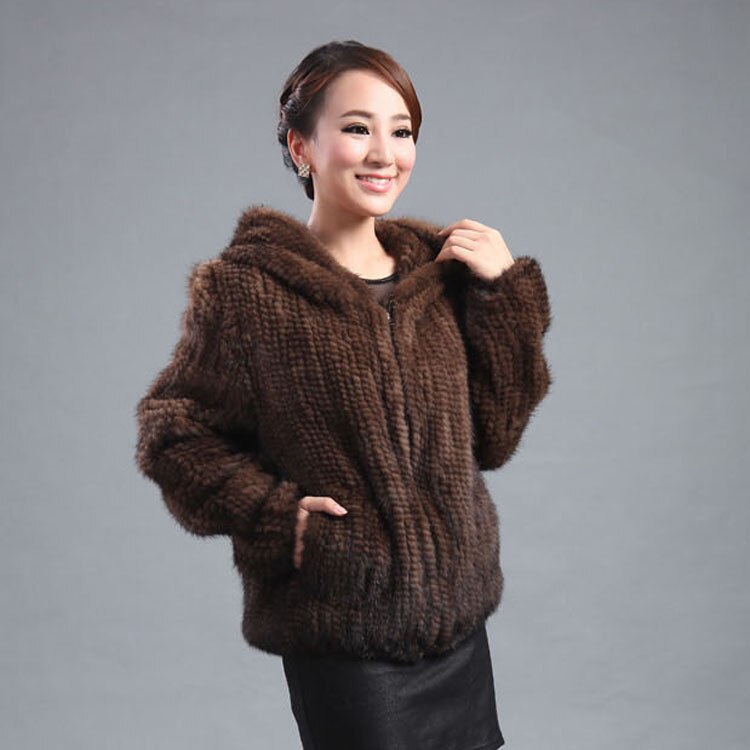 Mink Fur Knitted Coat for Women