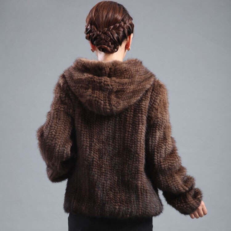 Mink Fur Knitted Coat for Women