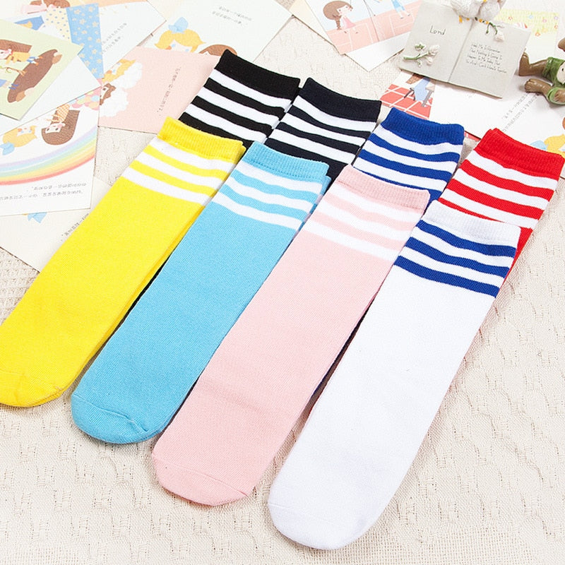Football Striped Kids Knee High Socks