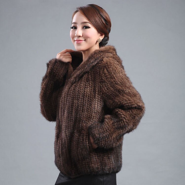 Mink Fur Knitted Coat for Women