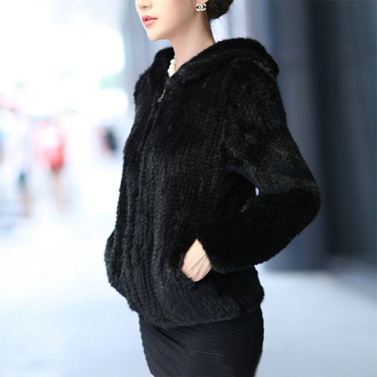 Mink Fur Knitted Coat for Women