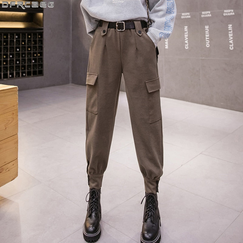 Streetwear Woolen Cargo Pants