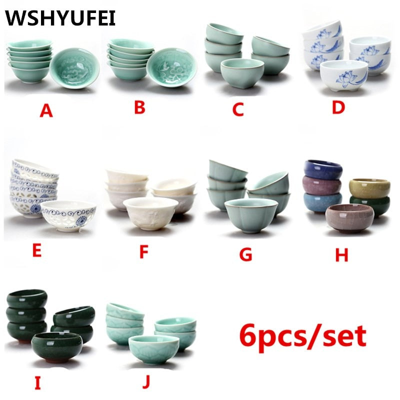 Blue and White Ceramic Tea Cup Set