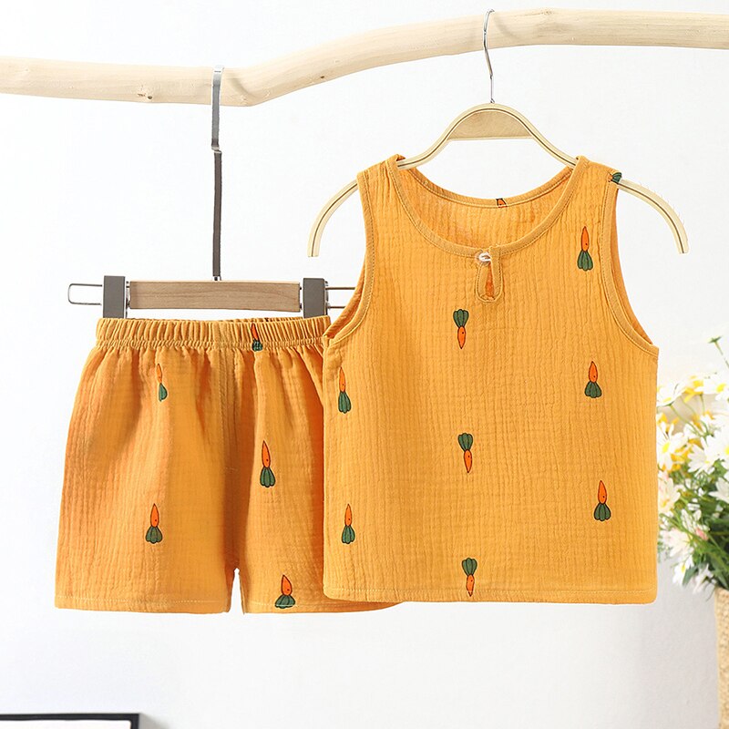 Cotton Tank Top and Shorts Set for Boys and Girls