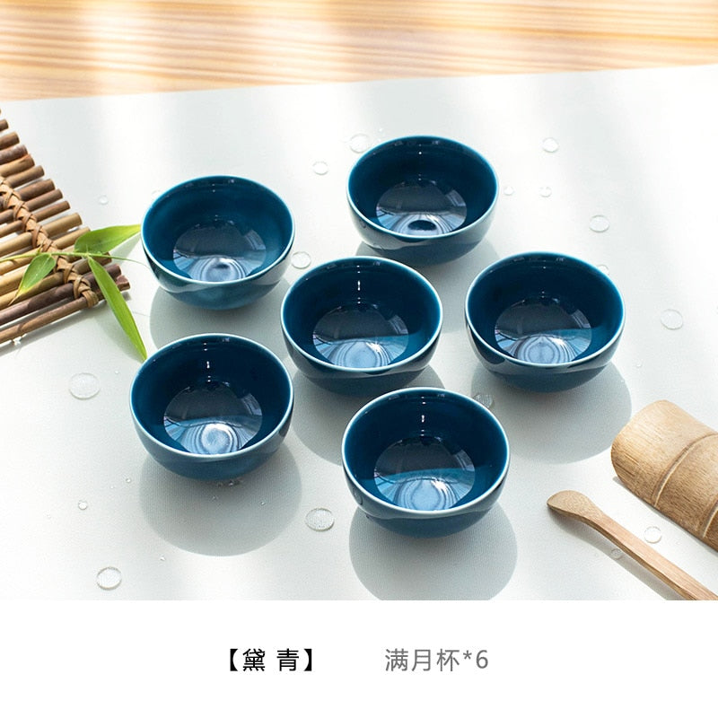 Blue and White Ceramic Tea Cup Set