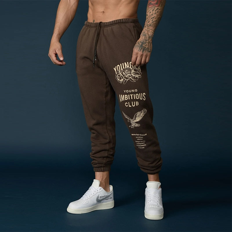 Pattern Print Slim Sweatpants for Men